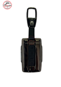 black leather metal key