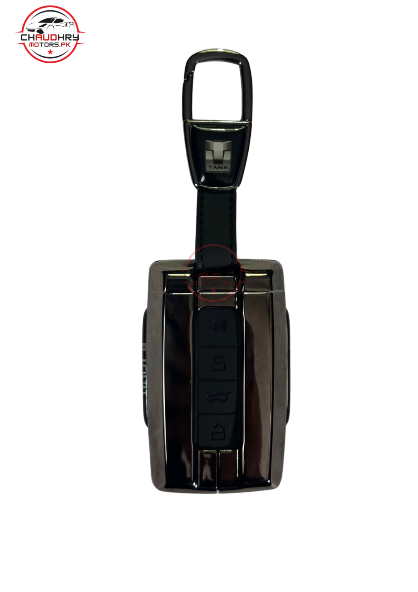 black leather metal key