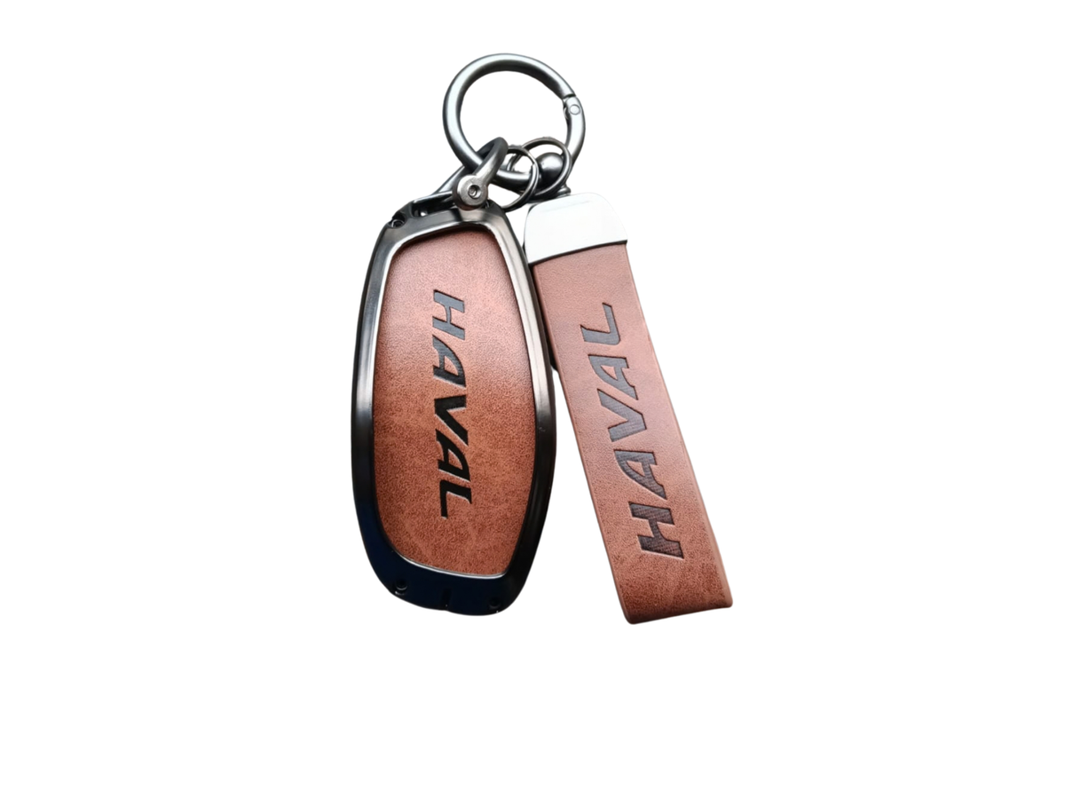 haval h6 brown leather metal key cover1