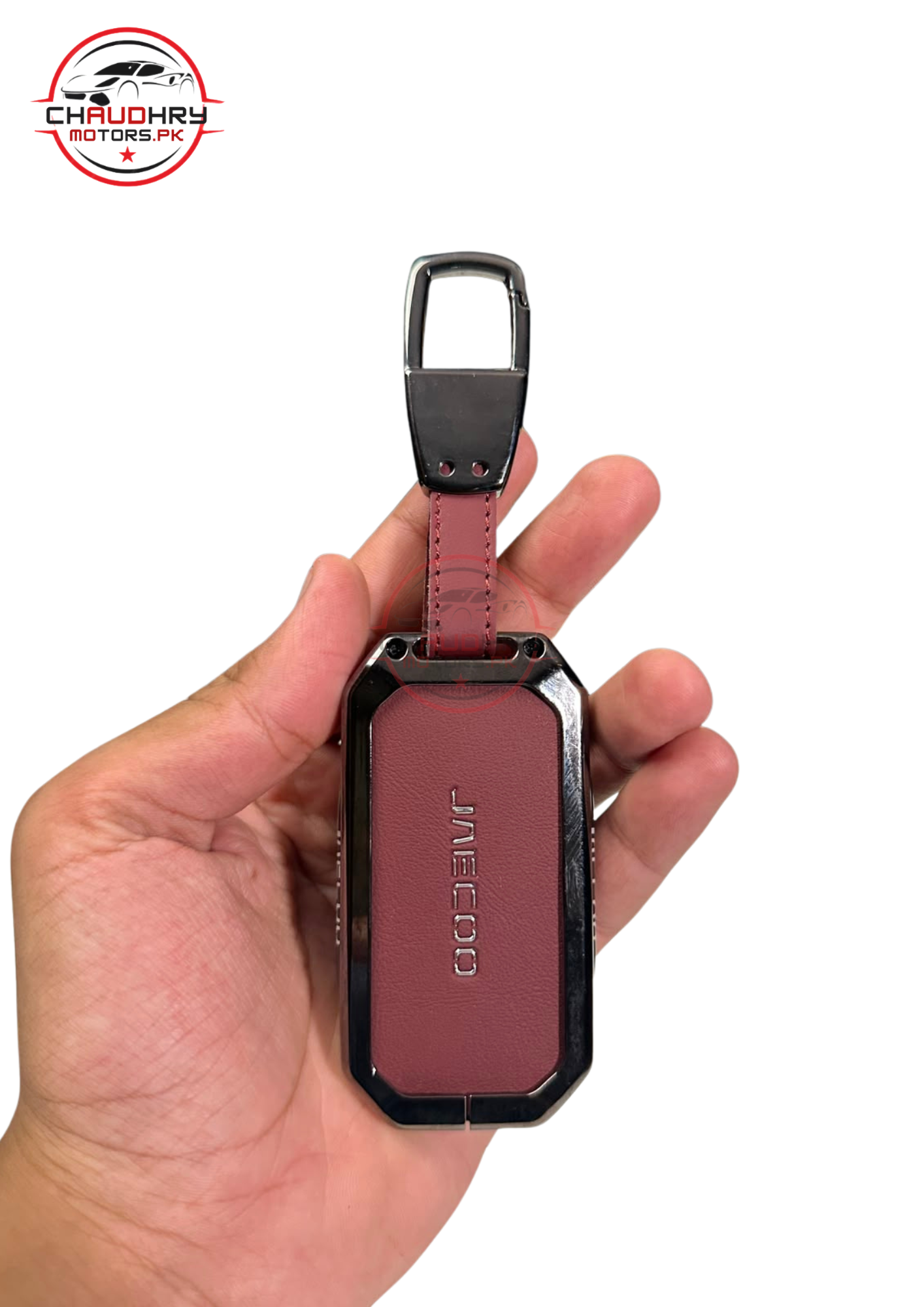 jaecoo j5 mroon leather metal key cover1