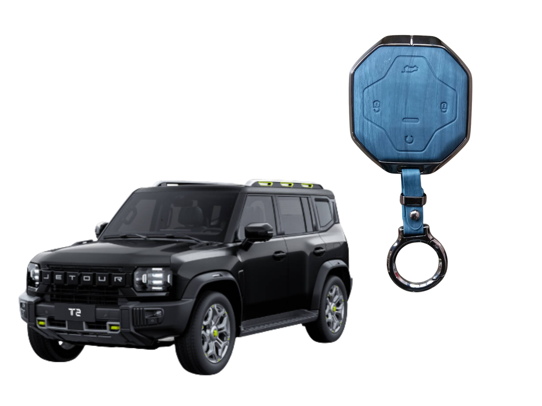 jetour t2 blue leather metal key cover